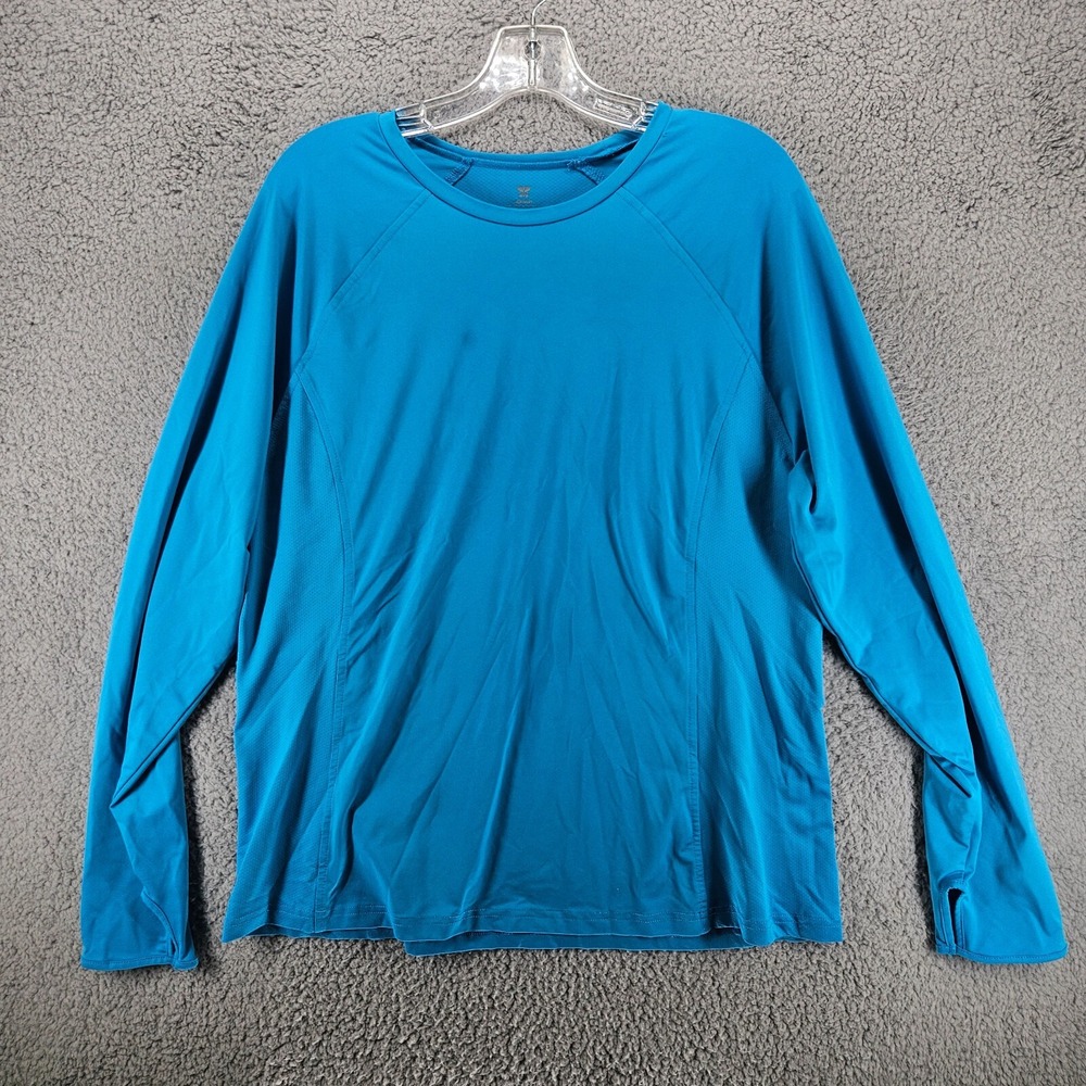 Old Navy Active Mens XL Blue Long Sleeve Performance Shirt Mesh Thumbholes